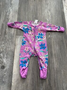Bonds Girls Floral Footed One-Piece Pajamas - Purple